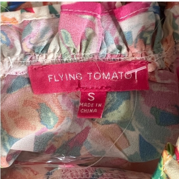 Flying Tomato Colorful Ruffle Floral Print Top Sizes Small-Large - Picture 10 of 12